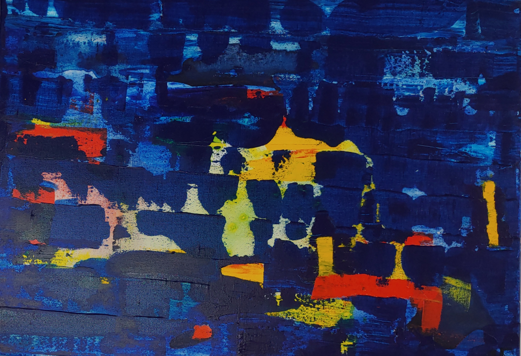 Stadt am Meer, Acryl auf Leinen, 50 x 70 cm